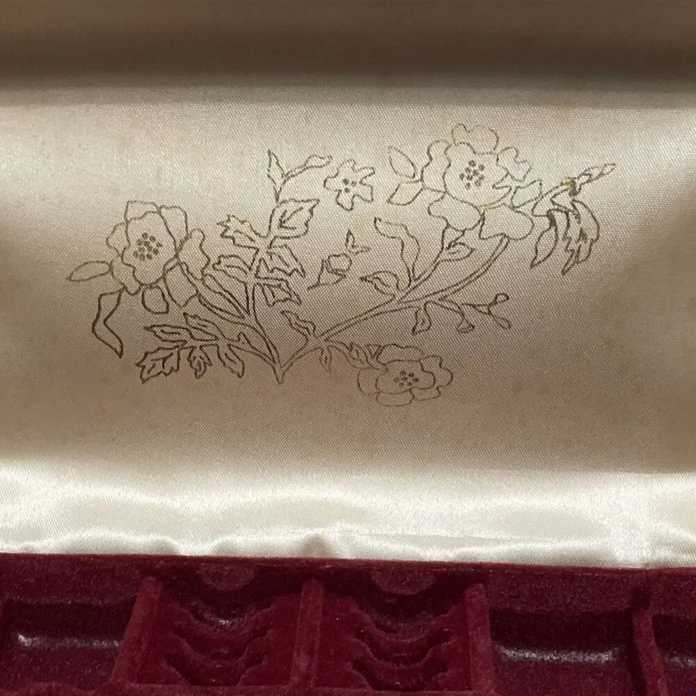 Vintage Pink Flower Watercolor Jewelry Box (Velvet & Satin  Lined) 8.5” x 4.5